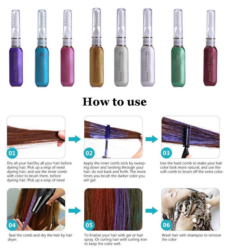 Joyous Professional Hair Dye Temporary Hair Chalk Hair Color Stick Non-toxic Salon Diy Hair Dyeing Mascara (Gold) - Image 3